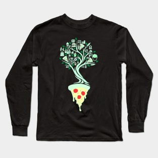 Pizza Fast Food Tree Of Life Yoga Celtic Viking Yggdrasil Long Sleeve T-Shirt